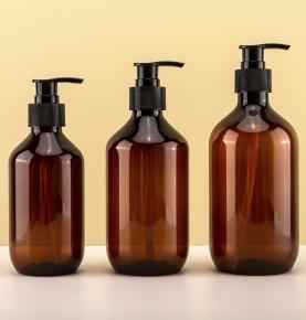 Custom OEM Amber PET Shampoo & Body Wash Bottles - 500ml