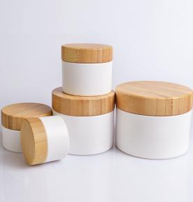 Eco Friendly PP Plastic Cream Jars with Bamboo Lid for Skincare